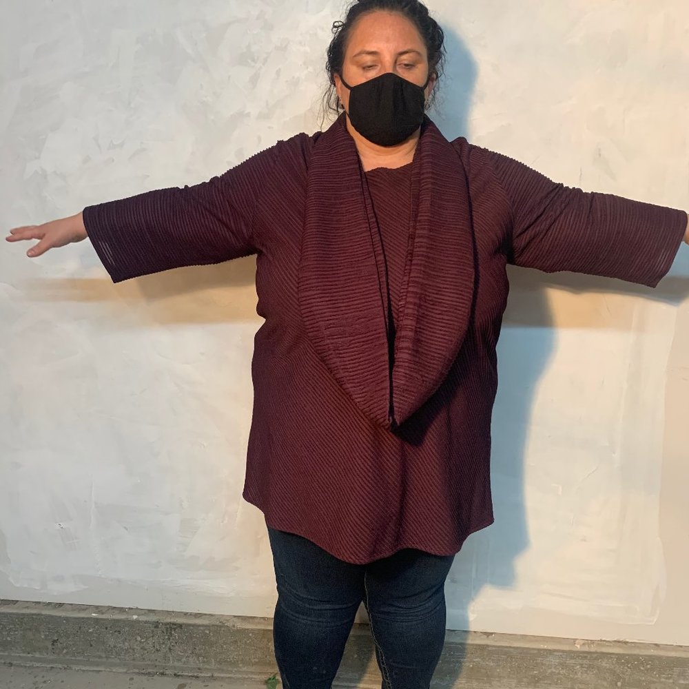 3X Caroline Rose Plum blouse with scarf